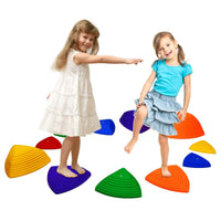 11Pcs Balance Stepping Stones, with Non-Slip Rubber Bottom, Indoor & Outdoor Toy for Kids Balance Coordination Strength Training