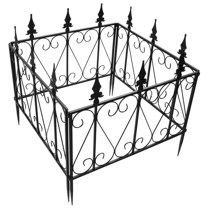 Giantex 4 Panels Decorative Garden Fence, Heavy Duty Edging Fence w/ Coated Steel Frame & Interlocking Design