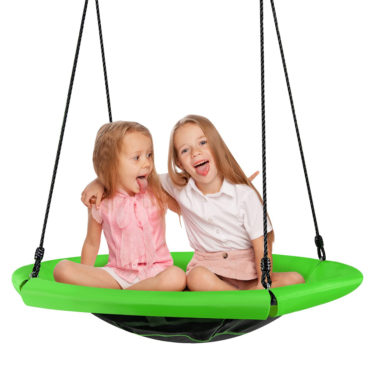 Nest Tree Swing, 100CM Kids Round Hammock Swing w/ Adjustable Hanging Ropes, Green