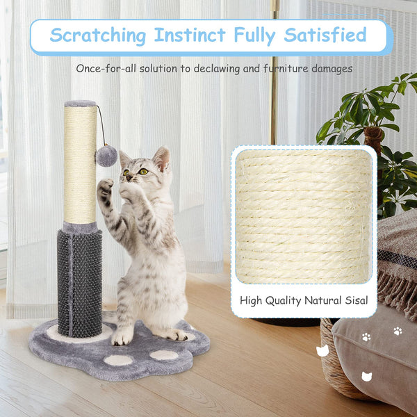Cat Scratching Post, Kitty Sisal Claw Scratcher Pole, w/Hanging Ball Toy, 52cm, Gray