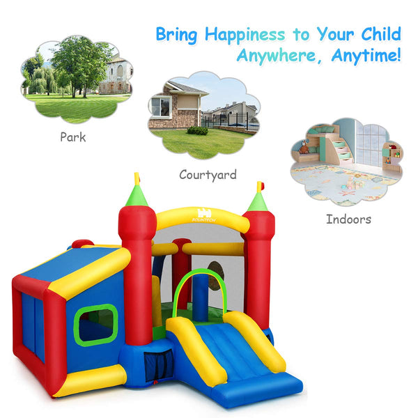 Inflatable Bounce House, Kids Jumping Castle Bouncer w/Slide, Dart Board