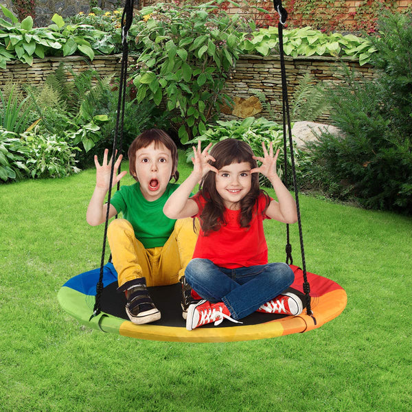 100CM/40" Waterproof Flying Saucer Tree Swing Set, Indoor Outdoor Round Swing Toy for Kids, 300KG Capacity