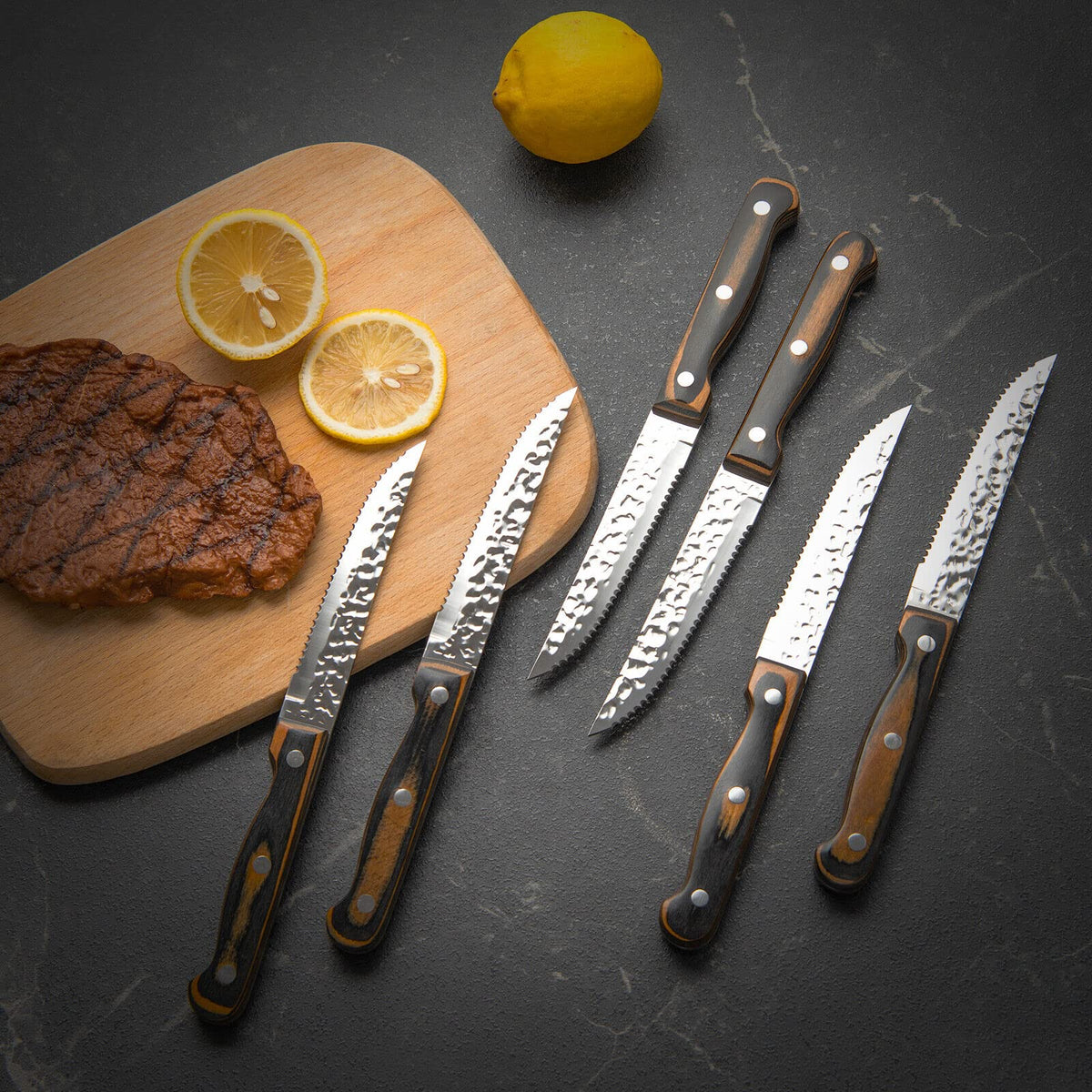 1Pc Steak Knife Serrated Cutter Vegetable Meat Slicer Stainless Steel Full  Tang