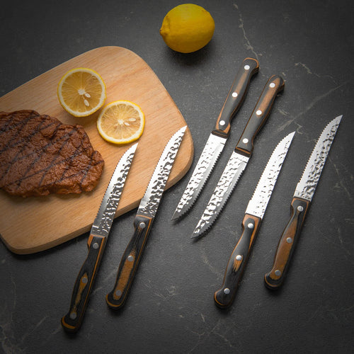 Damascus Style Kitchen Knife Set StainlessSteel Chef Knife+Knife Block+Sharpener