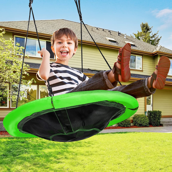 Nest Tree Swing, 100CM Kids Round Hammock Swing w/ Adjustable Hanging Ropes, Green