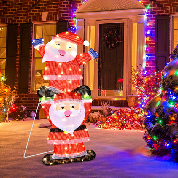Christmas Santa Claus, Lighted Pre-Lit LED Xmas Double Santa