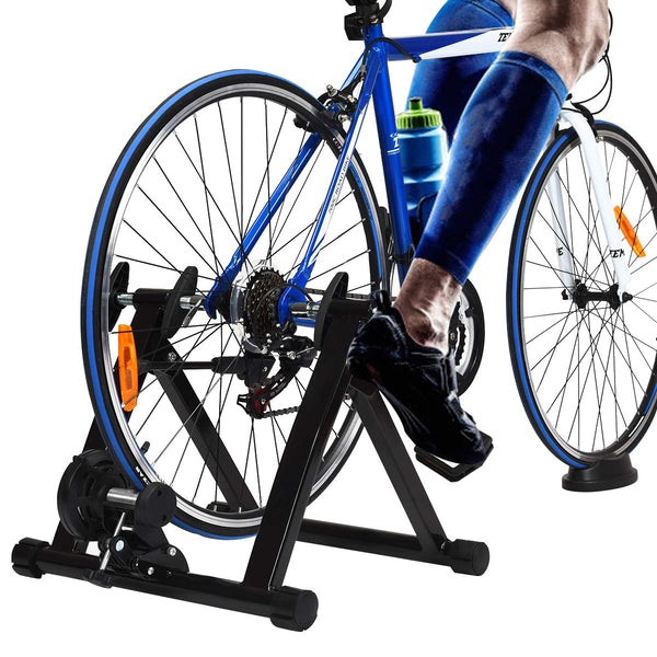 Foldable Bicycle Training Stand, Indoor Exercise Bicycle Trainers, Quick Release & Double Locking System