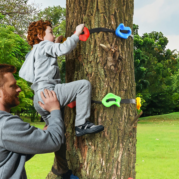 18PC Tree Climbing Holds for Kids and Adults Climber, Kids Ninja Climbing Rock Stones w/6 Ratchet Straps