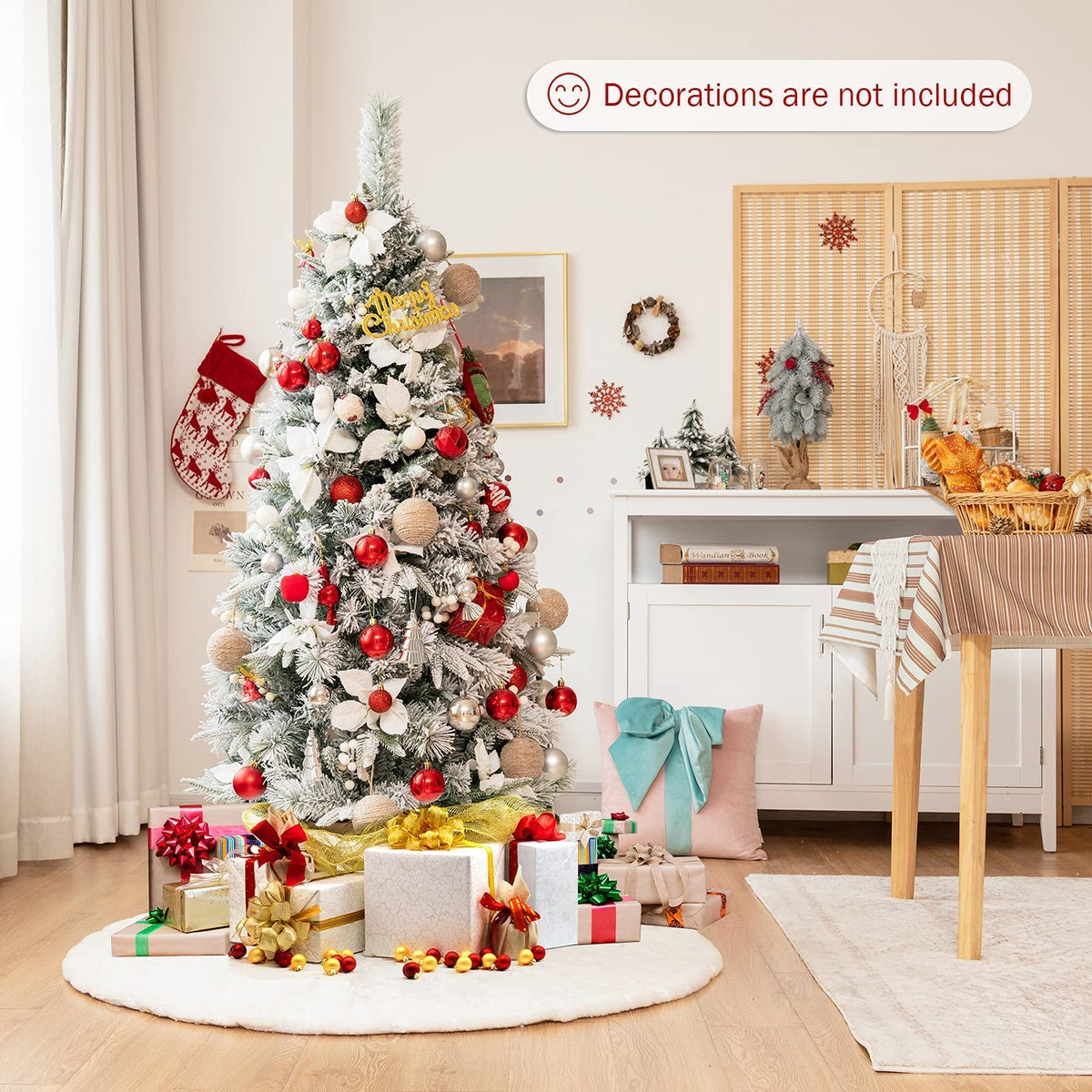 1.5 Christmas Tree, Artificial Snow Flocked Slim Pencil Tree