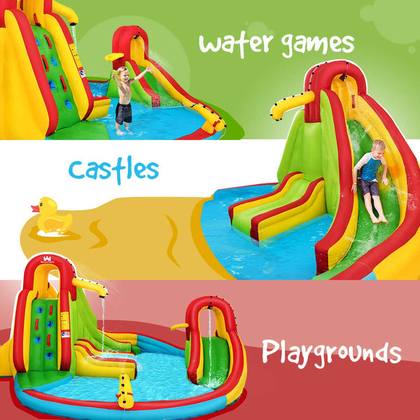 Inflatable Water Pool Slide, Kids Water Park Bouncy Castle, w/680W Blower, 4.8x4.2x2.3M