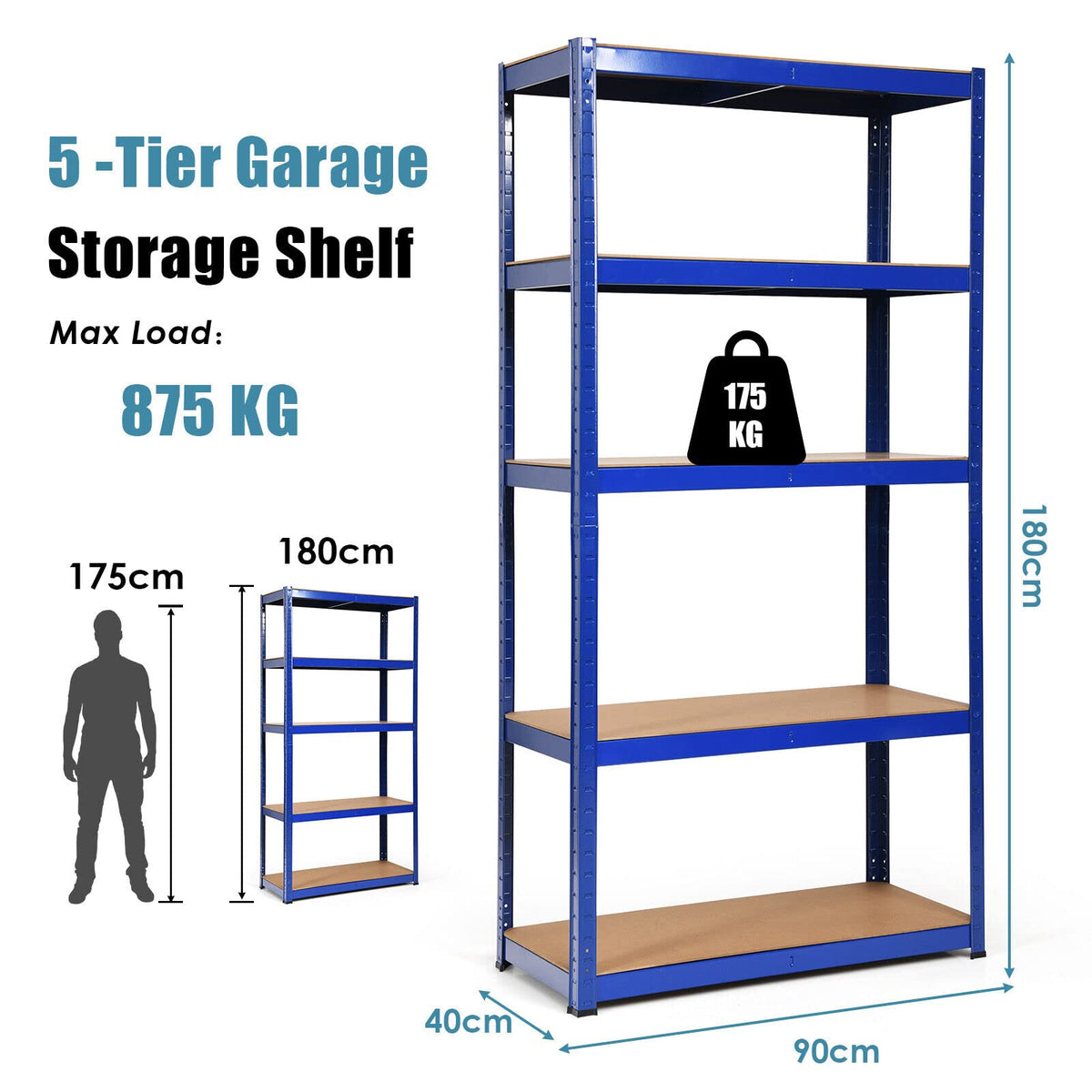 Giantex Storage Rack Shelving Unit, Storage Shelf Steel Garage Utility Rack w/5 Adjustable Shelves