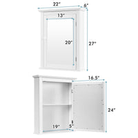 Bathroom Cabinet W/Mirror, Mirror Cabinet W/5-level Height-Adjustable Shelf, Wood Wall Cabinet