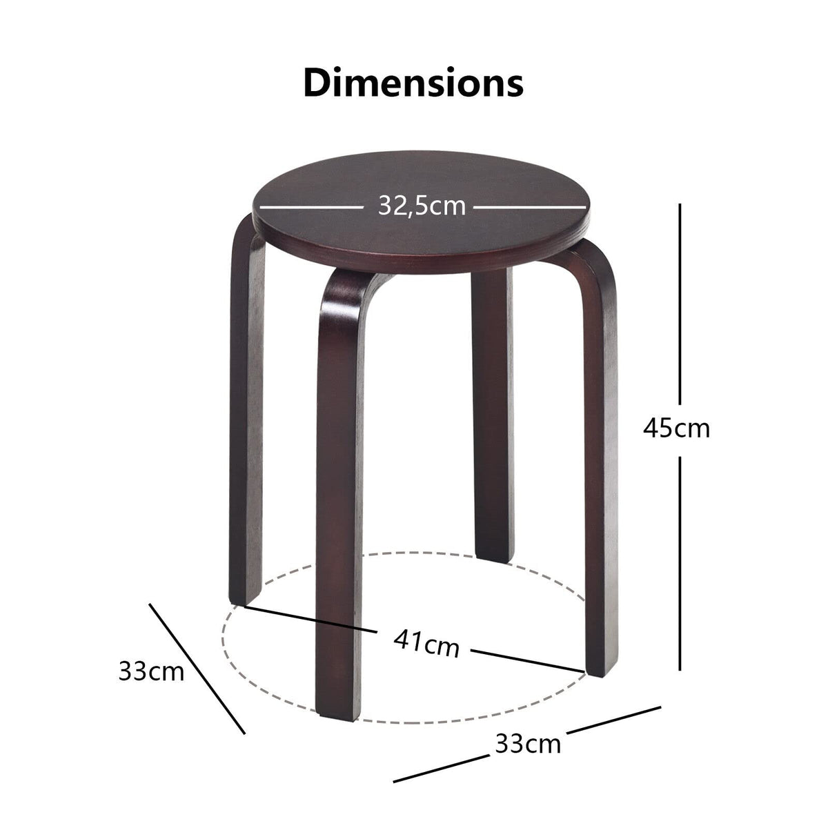 Giantex Set of 4 Round Stacking Stools, Solid Wood Dining Room Stool ...