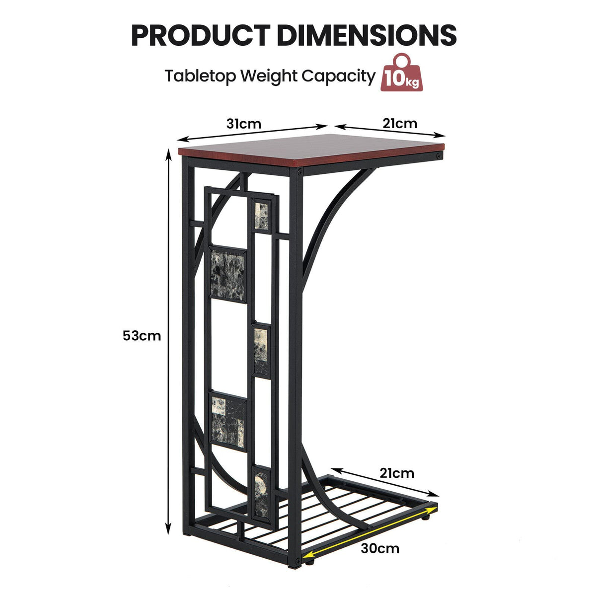 Giantex C-Shaped End Table, Side Table w/Bottom Storage Rack