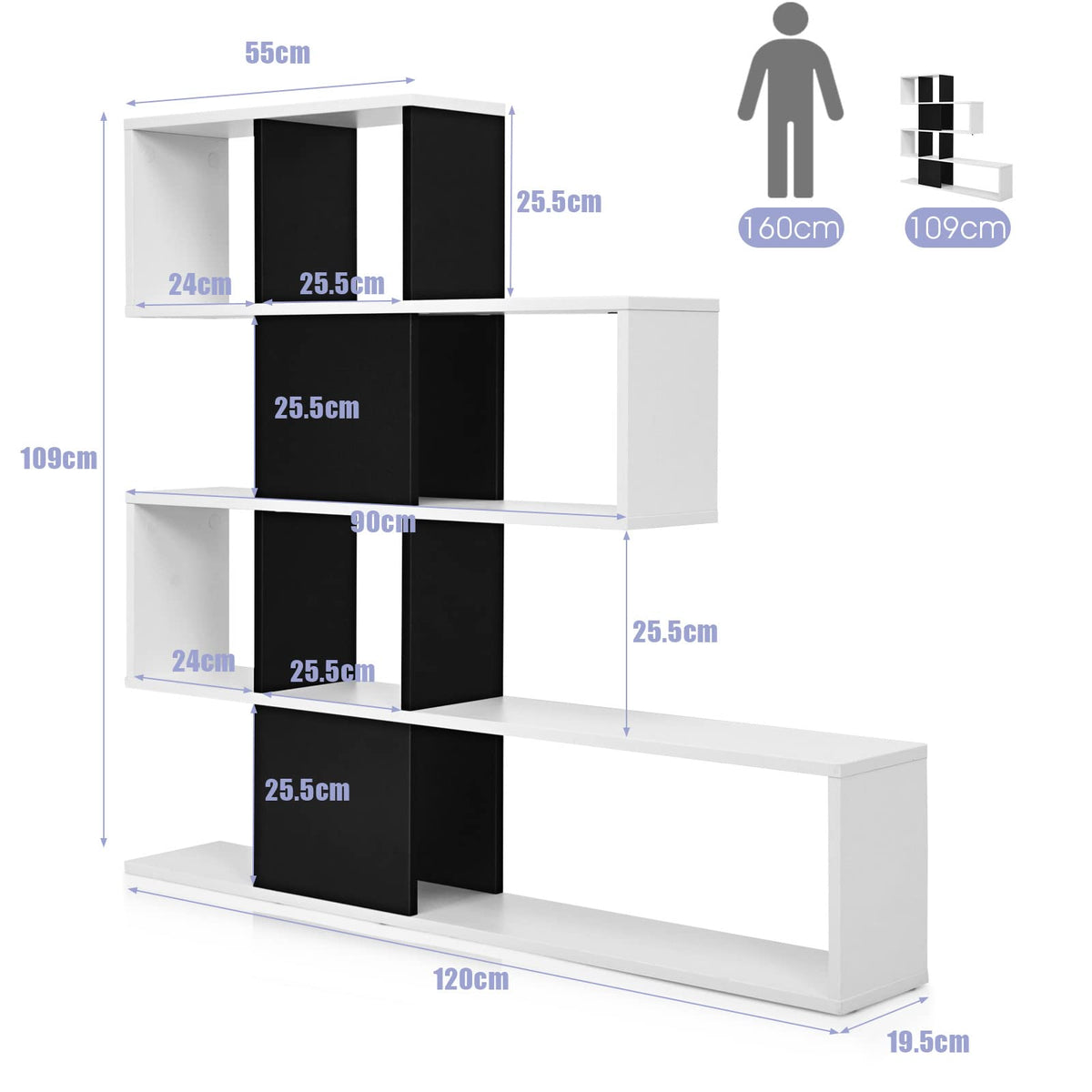 Giantex 5-Tier Bookshelf, Modern Ladder Style Room Divider