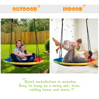 100CM/40" Waterproof Flying Saucer Tree Swing Set, Indoor Outdoor Round Swing Toy for Kids, 300KG Capacity