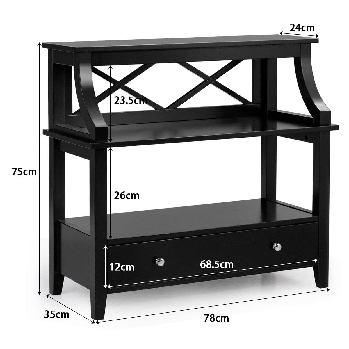 Giantex 3-Tier Console Table Display Stand, Storage Rack Shelf w/Large Capacity Drawer & Wide Open Shelf
