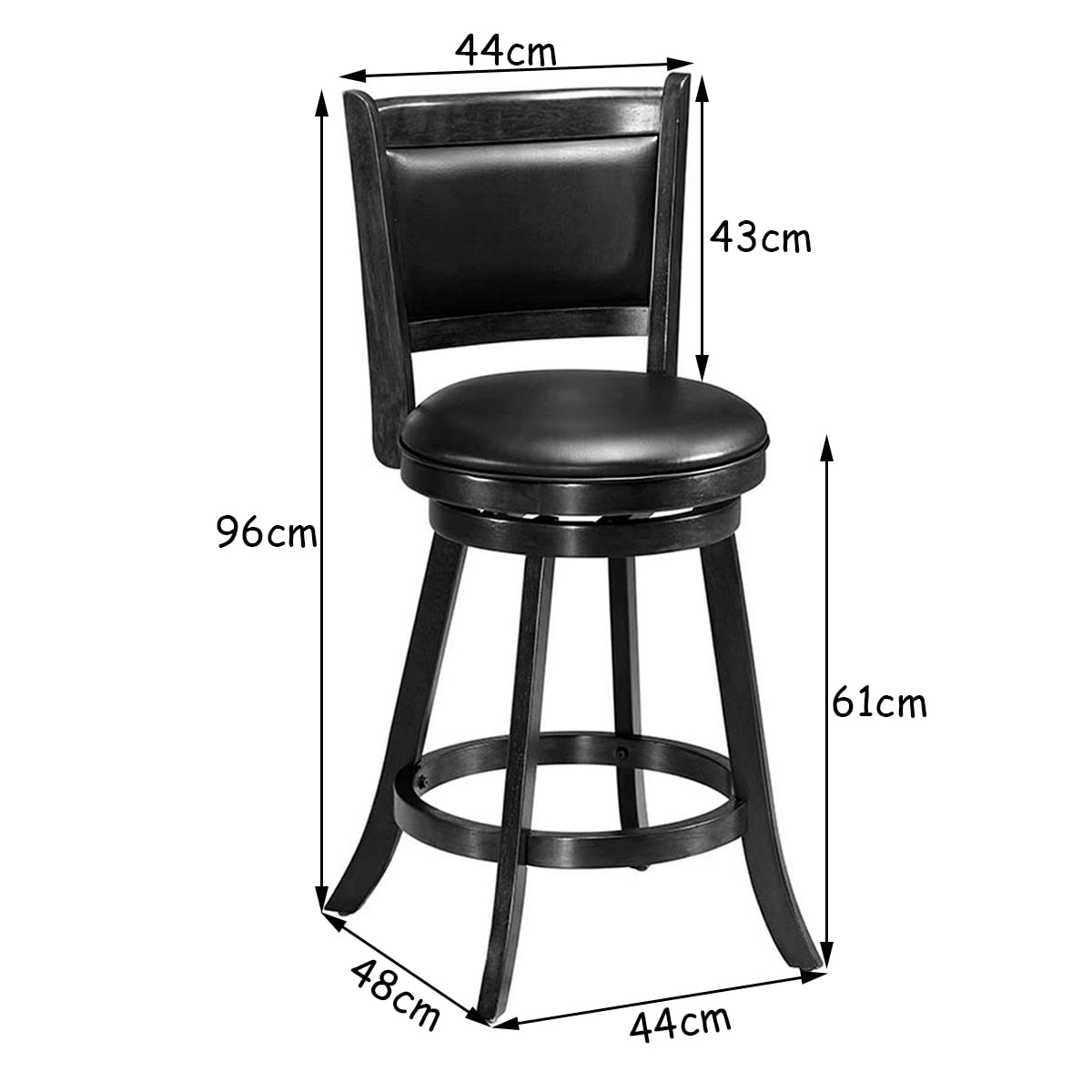 Giantex Bar Stools Set of 2, Accent Wooden Swivel Barstool Backed Dining Chair