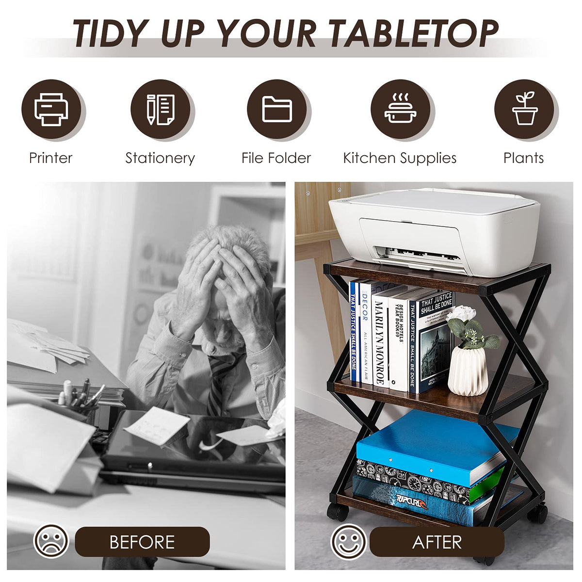 Giantex 3-Tier Mobile Printer Stand