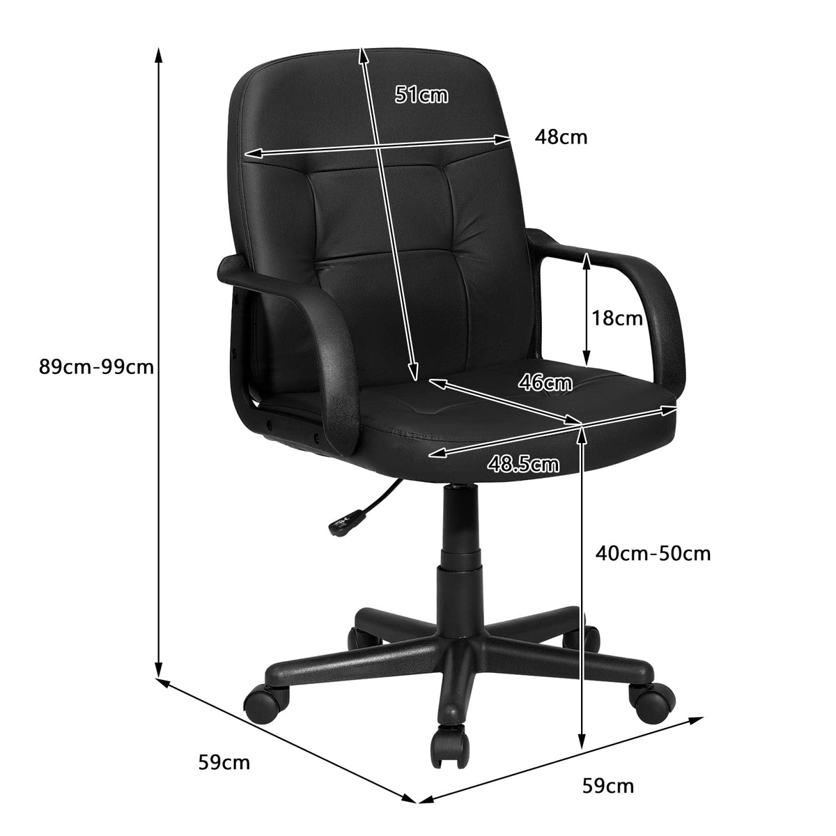 Giantex Mid-Back Executive Office Chair, PVC Leather Computer Chair w/Adjustable Height & Flexible Wheels