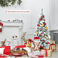 1.5 Christmas Tree, Artificial Snow Flocked Slim Pencil Tree