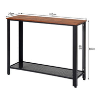 Giantex Console Table with 2 Levels, Hallway Table with Non-Slip Adjustable Foot Pads, Side Table with Grid Shelf