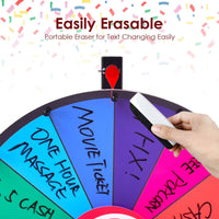 18" Tabletop Spinning Prize Wheel, Editable Color Prize Wheel of Fortune, Rainbow Prize Wheel with Solid Metal Base