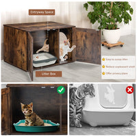 Giantex Industrial Cat Litter Box Enclosure, Hidden Cat Washroom Furniture with Divider, Side Entrances