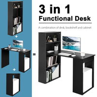 Giantex Reversible Computer Desk with Bookshelf