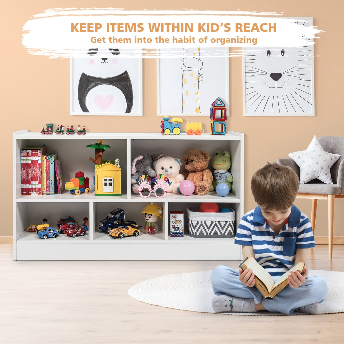 Giantex Kids Bookcase Toy Storage Shelf