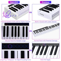 Giantex 61 Keys Portable Electronic Digital Piano Keyboard Cordless Electric Music MIDI (White)