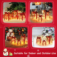 LED Christmas Lighted Boxes, 3 Set Pre-Lit Light up Xmas Gift Boxes