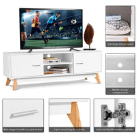 Giantex TV Stand for 60" TVs, 140cm TV Cabinet Entertainment Unit w/ 2 Cable Management Holes, 2 Storage Cabinets