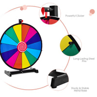 18" Tabletop Spinning Prize Wheel, Editable Color Prize Wheel of Fortune, Rainbow Prize Wheel with Solid Metal Base