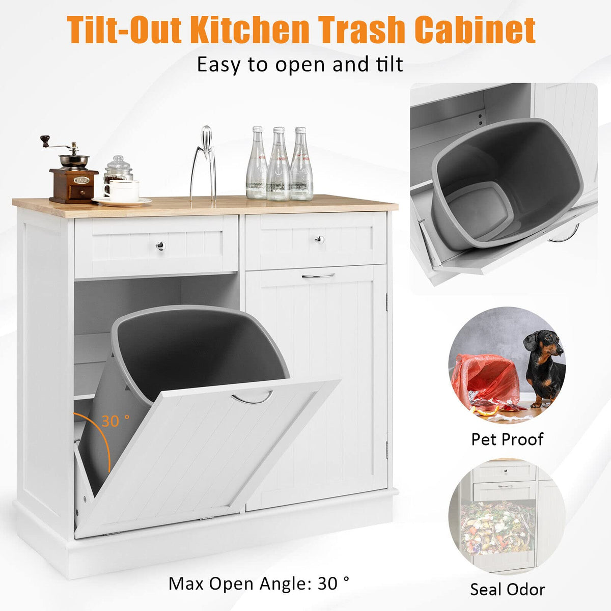Giantex Kitchen Trash Cabinet, Tilt Out Trash Bin Cabinet with Single Trash Can Holder