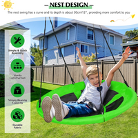 Nest Tree Swing, 100CM Kids Round Hammock Swing w/ Adjustable Hanging Ropes, Green