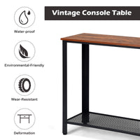 Giantex Console Table with 2 Levels, Hallway Table with Non-Slip Adjustable Foot Pads, Side Table with Grid Shelf