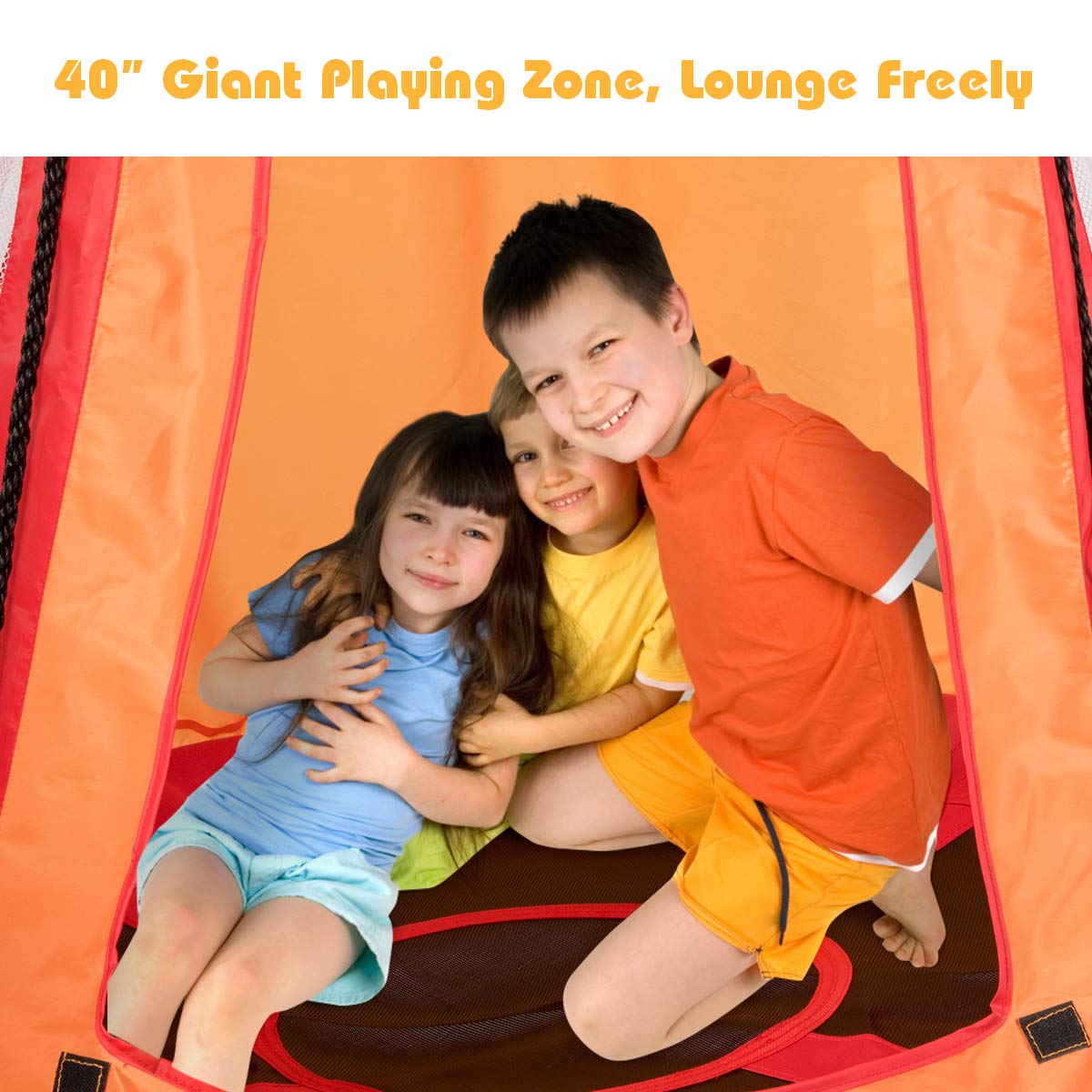 100cm 2 in 1 Kids Detachable Hanging Tree Swing Tent and Nest Swing Chair, Orange