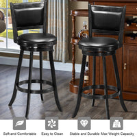 Giantex Bar Stools Set of 2, Accent Wooden Swivel Barstool Backed Dining Chair