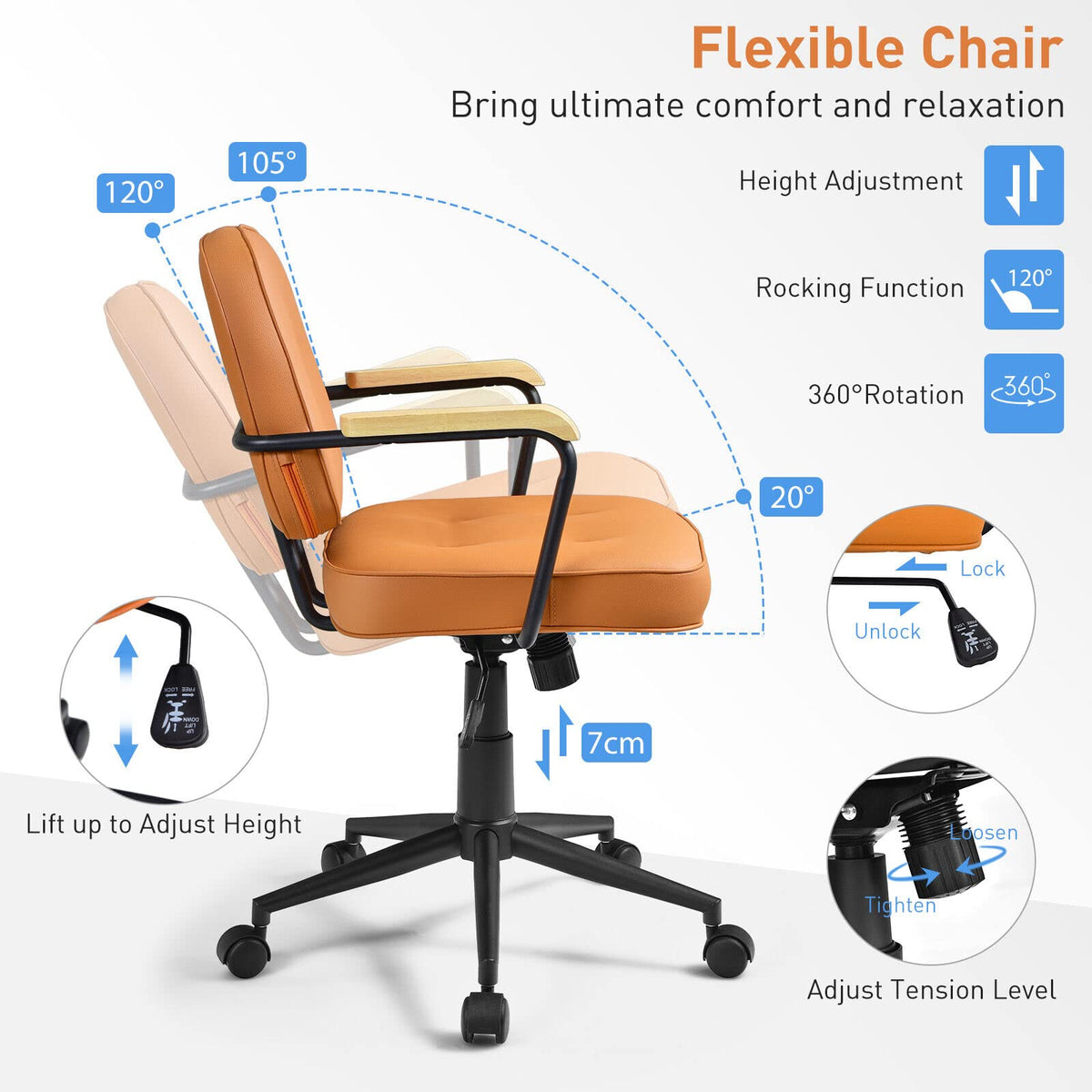 Giantex PU Leather Home Office Chair