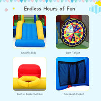 Inflatable Bounce House, Kids Jumping Castle Bouncer w/Slide, Dart Board