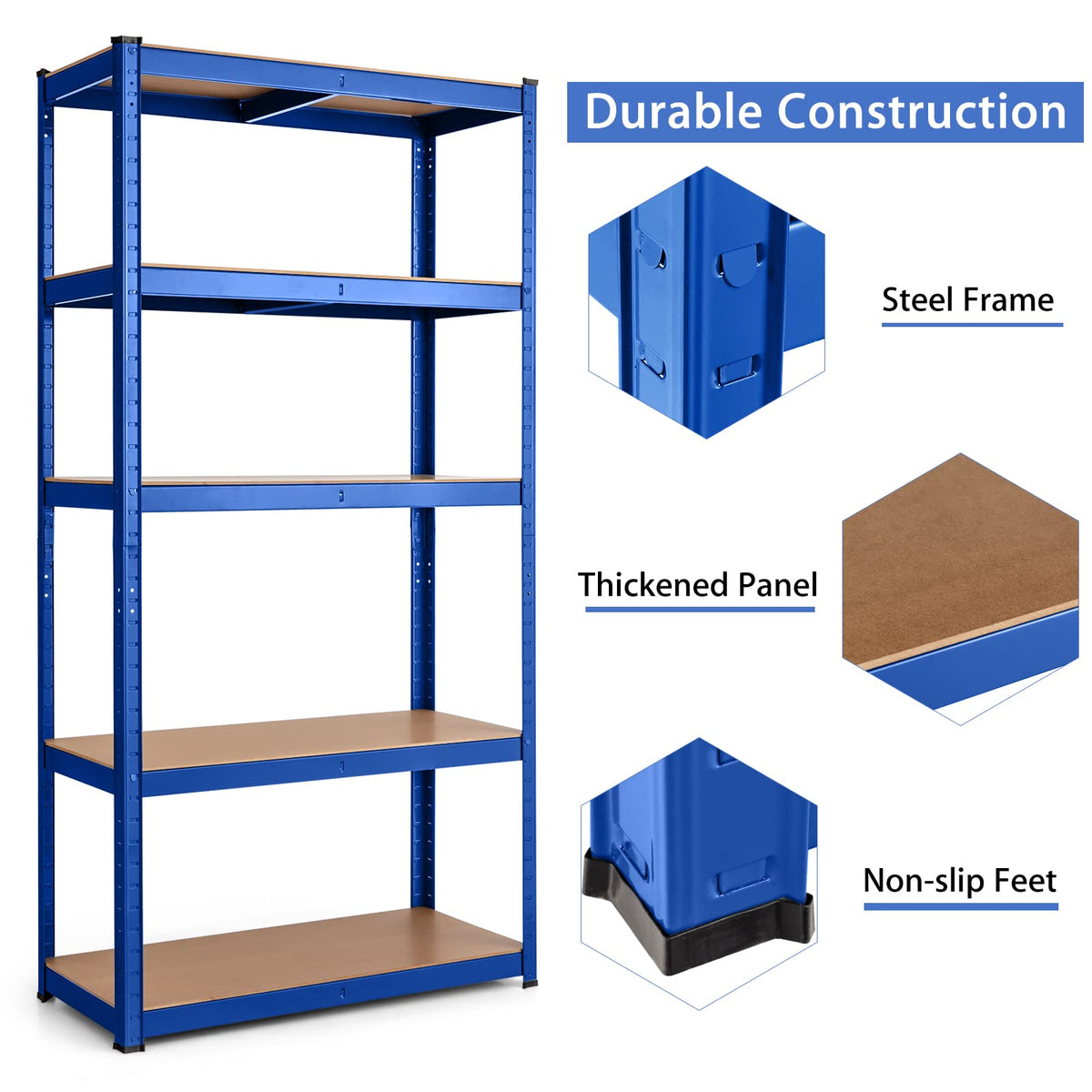 Giantex Metal Shelving Rack Unit, 5-Tier Storage Organizer, Storage Rack Shelving w/Adjustable Height