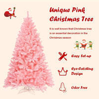 1.8M Pink Artificial Christmas Tree, Hinged Full Tree