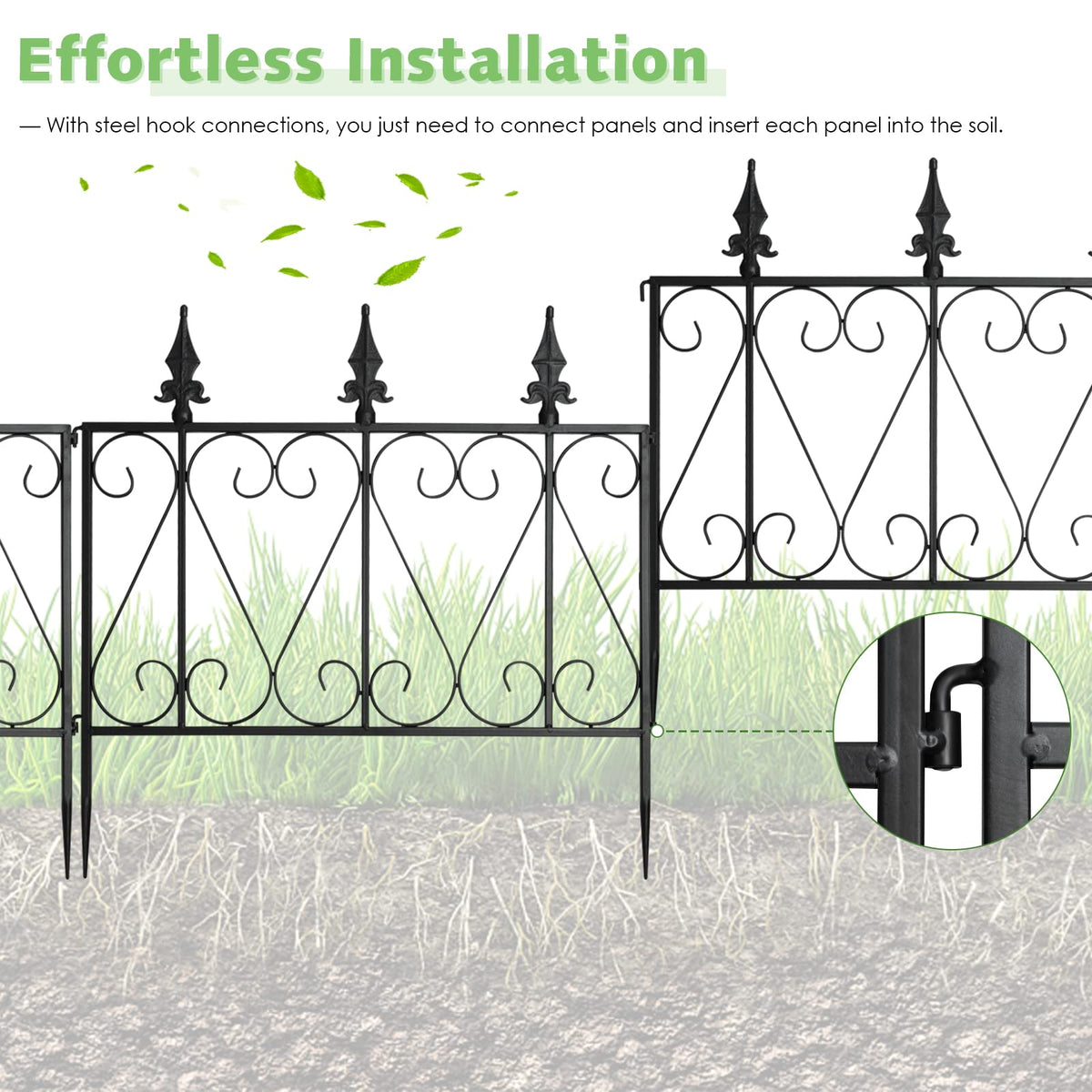 Giantex 4 Panels Decorative Garden Fence, Heavy Duty Edging Fence w/ C ...
