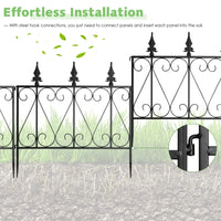 Giantex 4 Panels Decorative Garden Fence, Heavy Duty Edging Fence w/ Coated Steel Frame & Interlocking Design