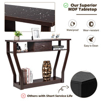 Giantex 120 CM Multi-Function Console Table, 3-Tier Accent Sofa Table w/Shelf & Drawer, Curved Legs, Modern Hall Table