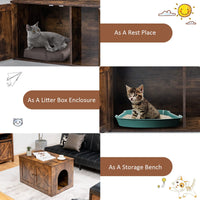 Giantex Industrial Cat Litter Box Enclosure, Hidden Cat Washroom Furniture with Divider, Side Entrances