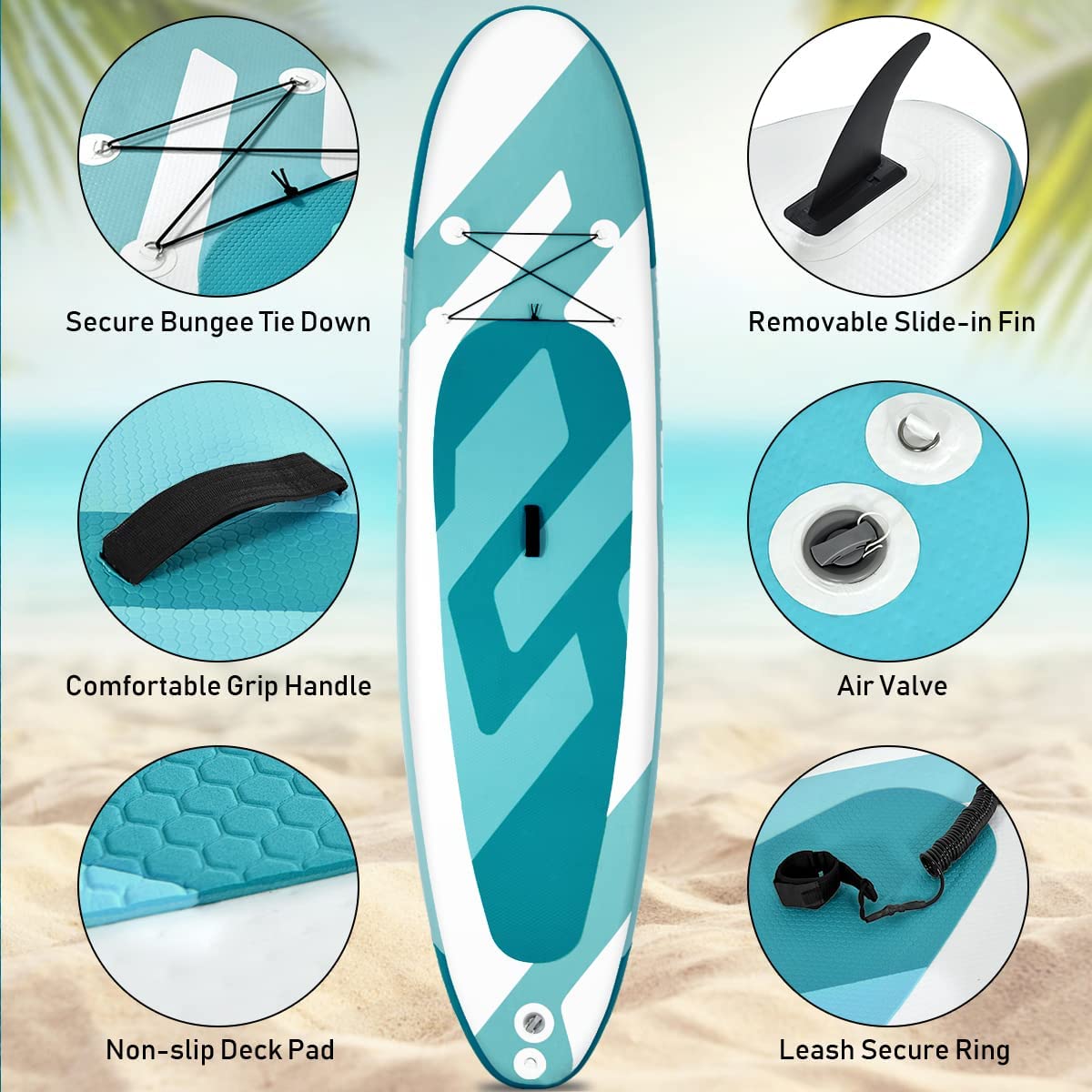 10ft Inflatable Stand up Paddle Board, Floating SUP Paddleboard with ISUP Accessories, 15CM Thick, 10' x 30" x 6"