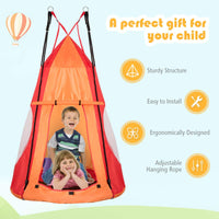 100cm 2 in 1 Kids Detachable Hanging Tree Swing Tent and Nest Swing Chair, Orange