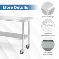 Giantex Stainless Steel Workbench, Prep Work Table, Adjustable Bottom Shelf